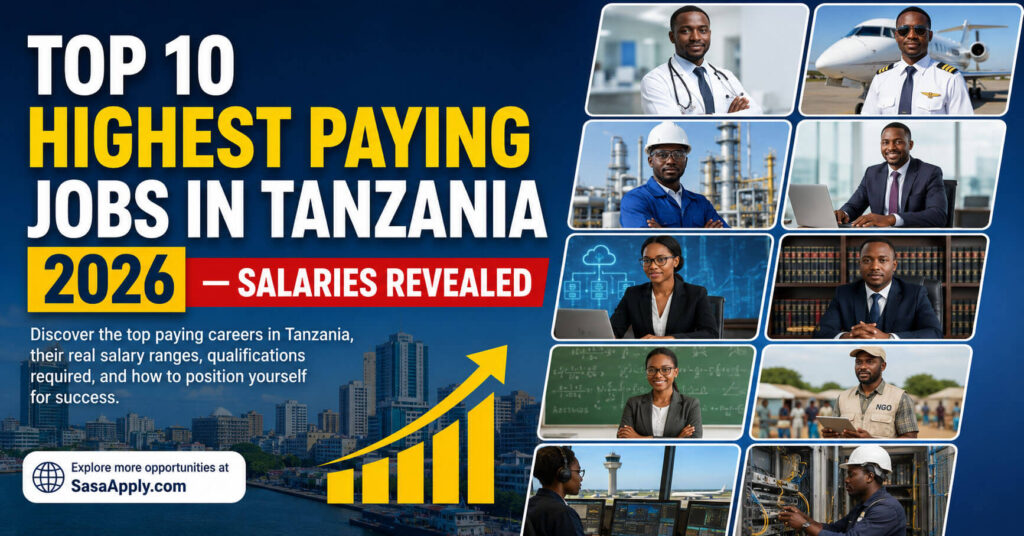 Top 10 highest paying jobs in Tanzania in 2026 including doctors, pilots, engineers, bankers, and IT professionals