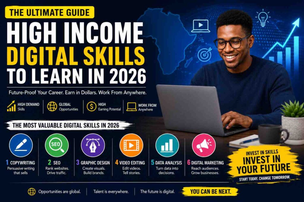 8 High Income Digital Skills Every African Must Learn in 2026 — Start Earning in Dollars Today